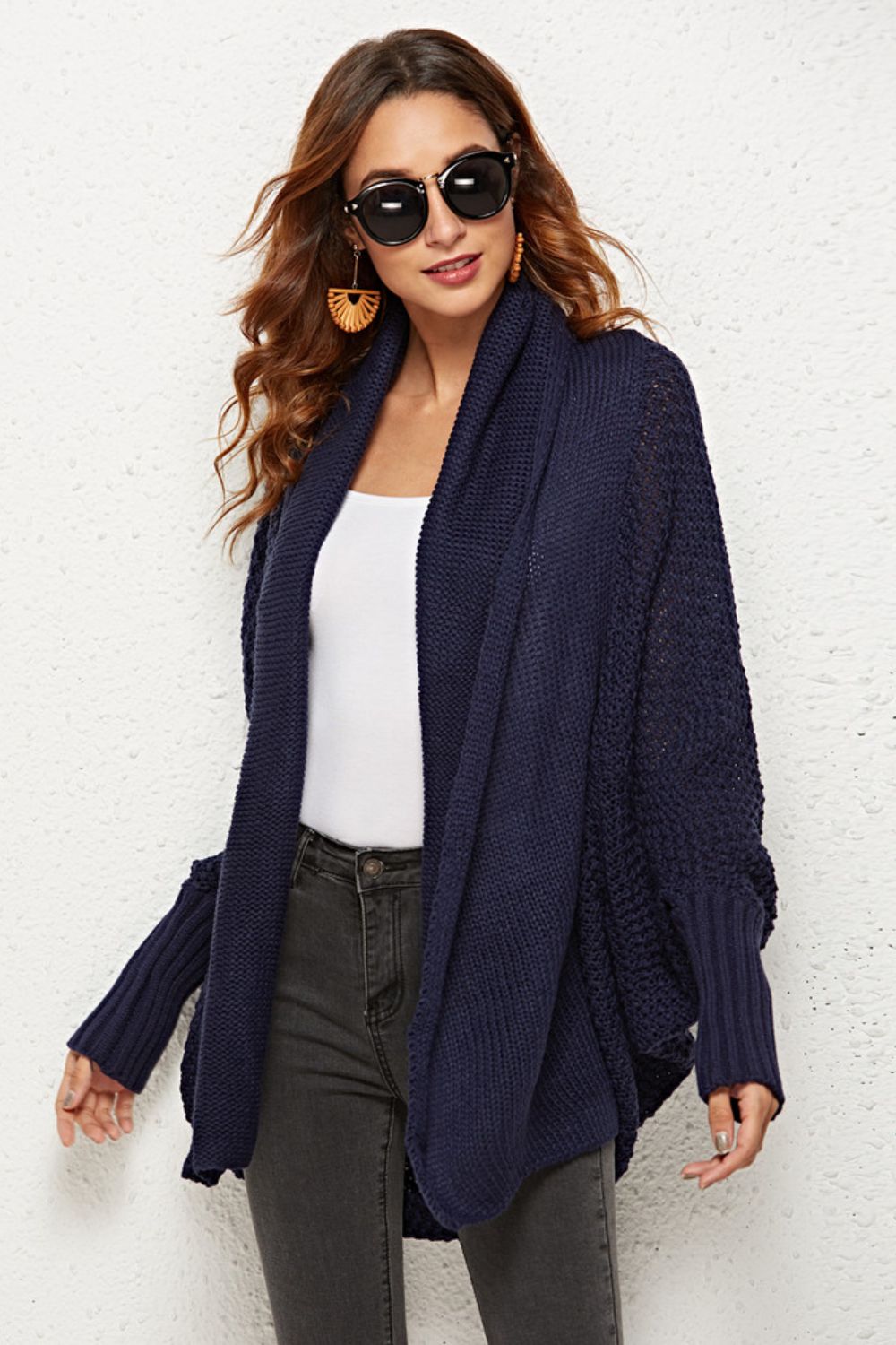 Spread Your Wings And Fly Open Front Dolman Sleeve Longline Cardigan