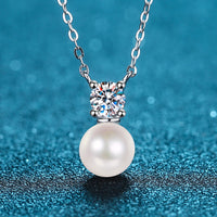 Maria Perla 925 Sterling Silver Freshwater Pearl Moissanite Necklace