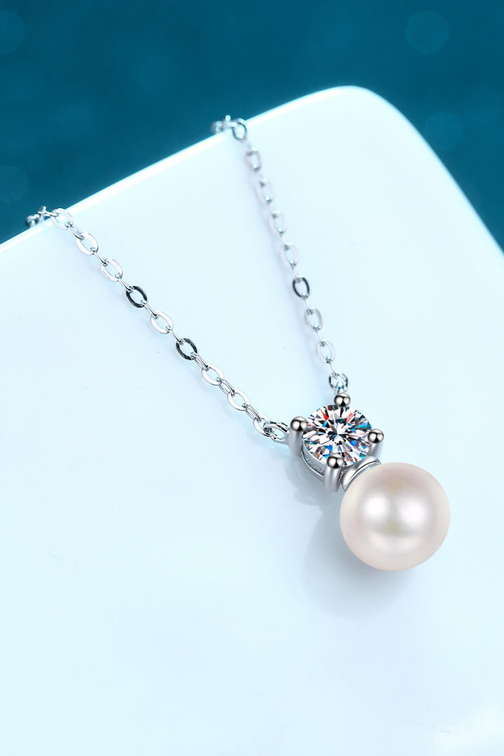 Maria Perla 925 Sterling Silver Freshwater Pearl Moissanite Necklace