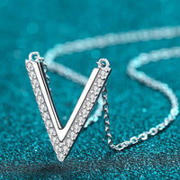 Sterling Silver V Letter Pendant Necklace