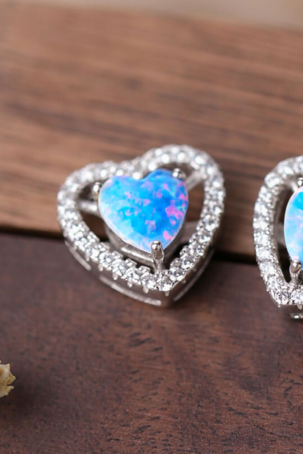 Bliss 925 Sterling Silver Opal Heart Stud Earrings
