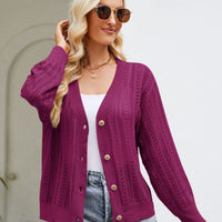 Easy Breezy Button Down Ribbed Trim Cardigan