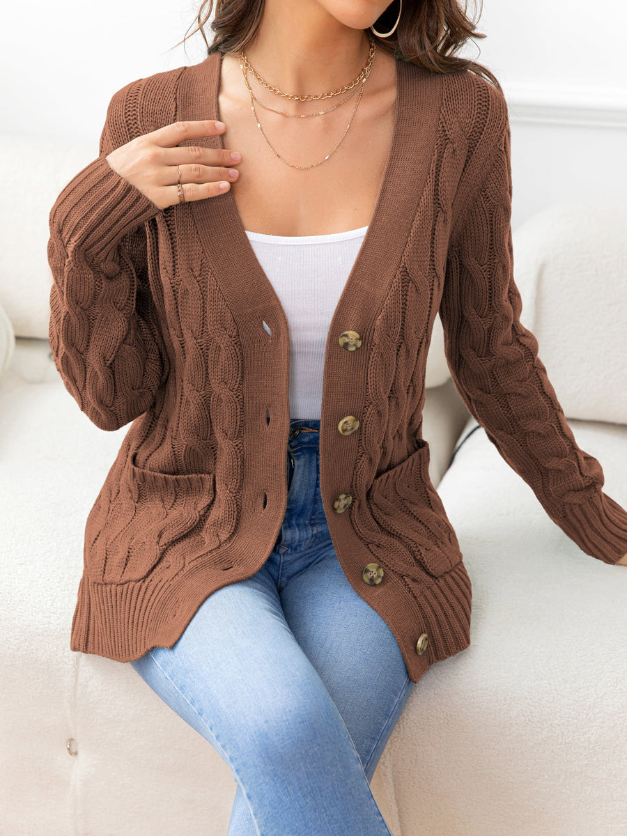 Work to Vacay Button Down Cable-Knit Cardigan