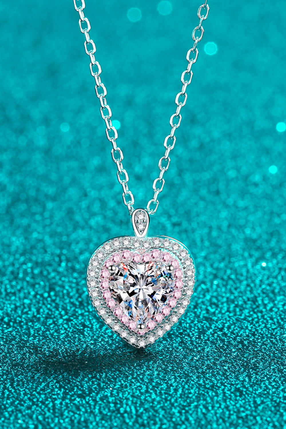 First Crush Blush 925 Sterling Silver 1 Carat Moissanite Heart Pendant Necklace