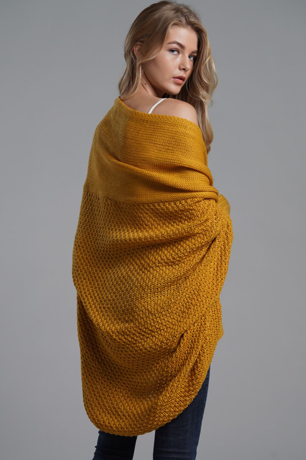Modern Lady of Elegance Dolman Sleeve Open Front Ribbed Trim Longline Cardigan