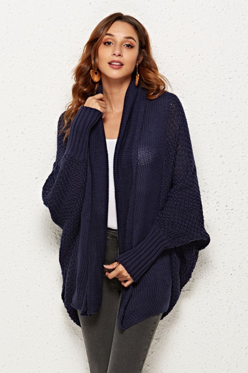 Spread Your Wings And Fly Open Front Dolman Sleeve Longline Cardigan