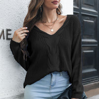 Cable-Knit V-Neck Sweater