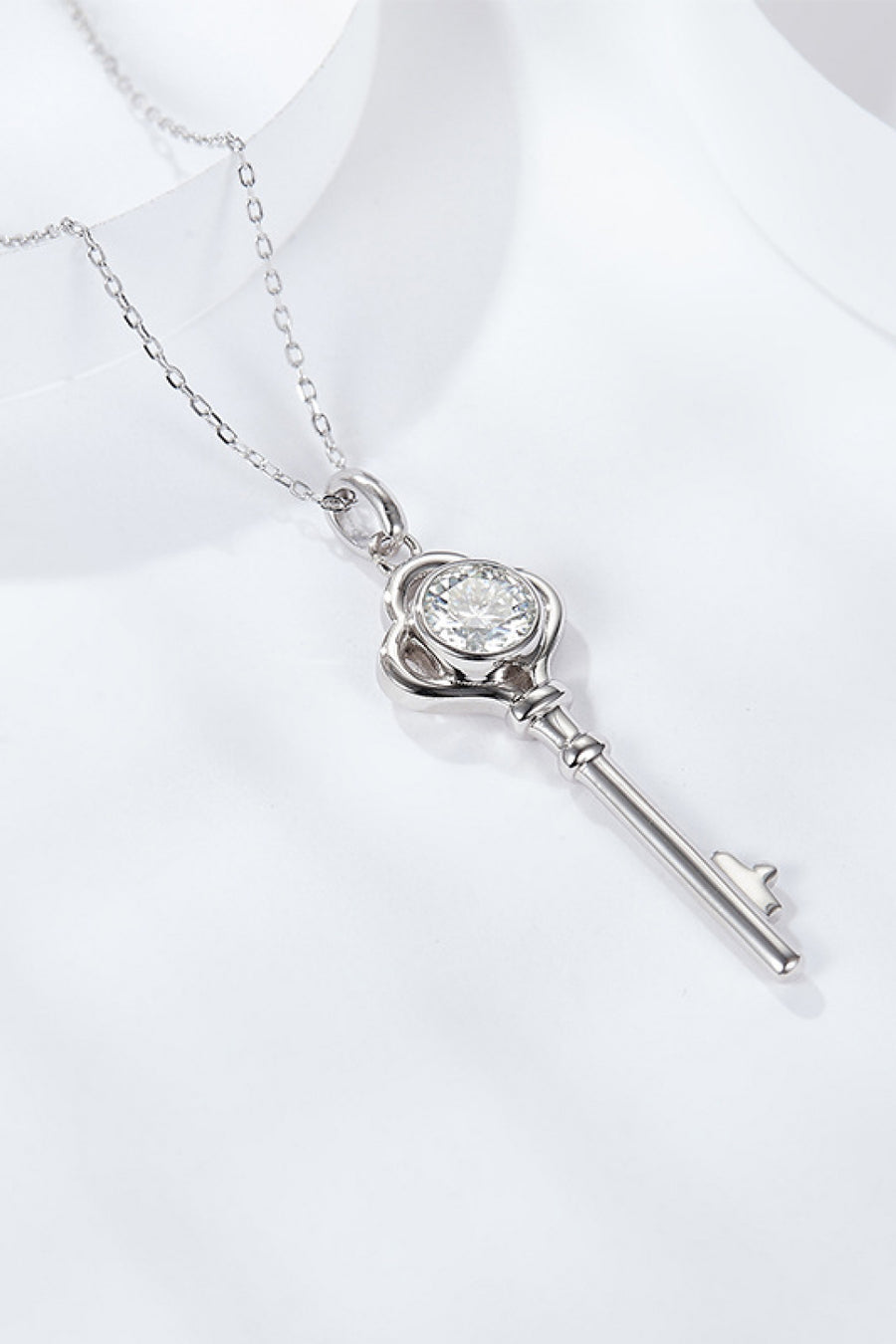 Path to Peace 925 Sterling Silver 1 Carat Moissanite Key Pendant Necklace