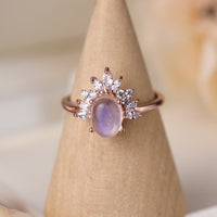 High Quality Natural Moonstone 18K Rose Gold-Plated 925 Sterling Silver Ring
