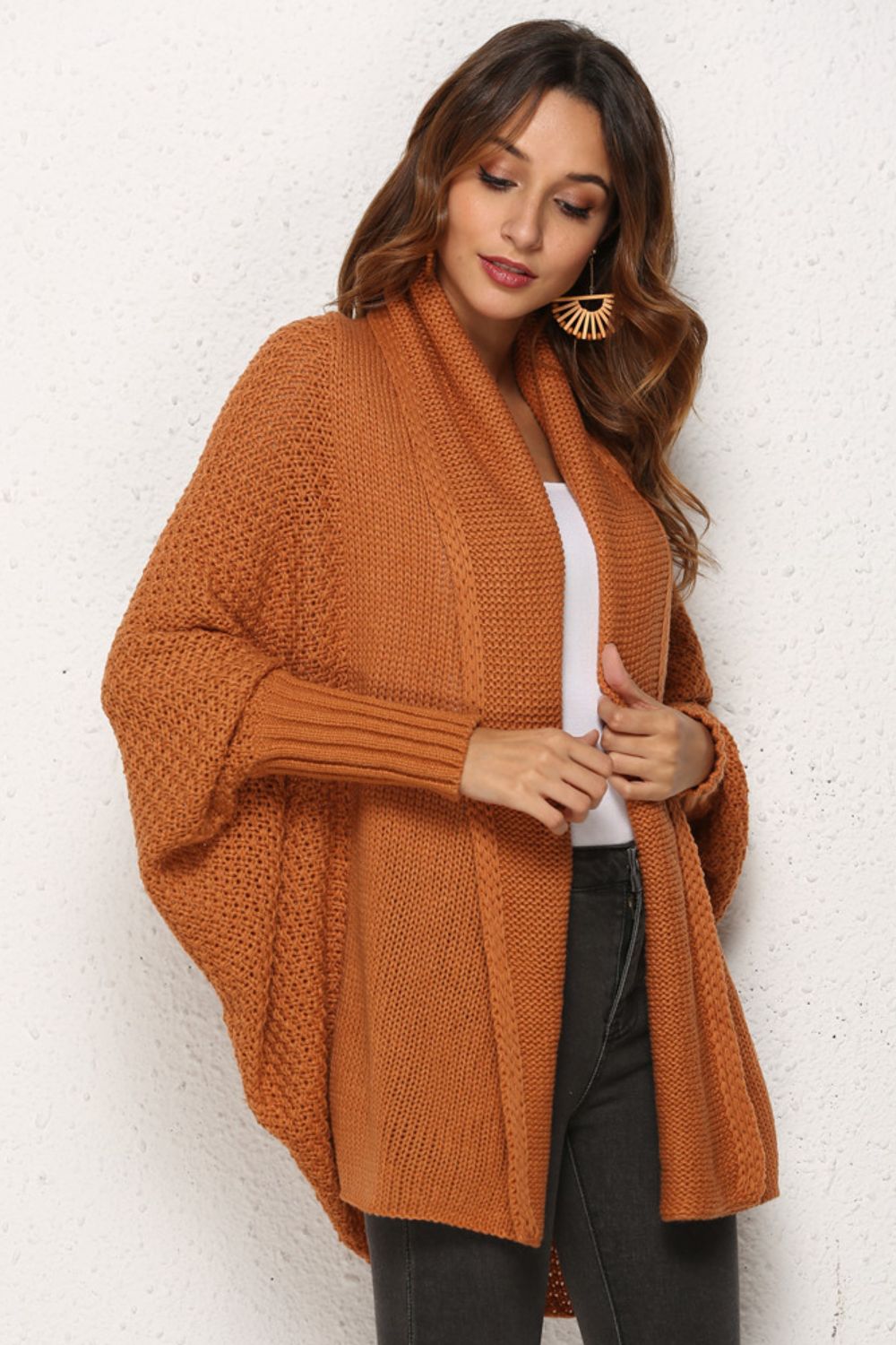 Spread Your Wings And Fly Open Front Dolman Sleeve Longline Cardigan