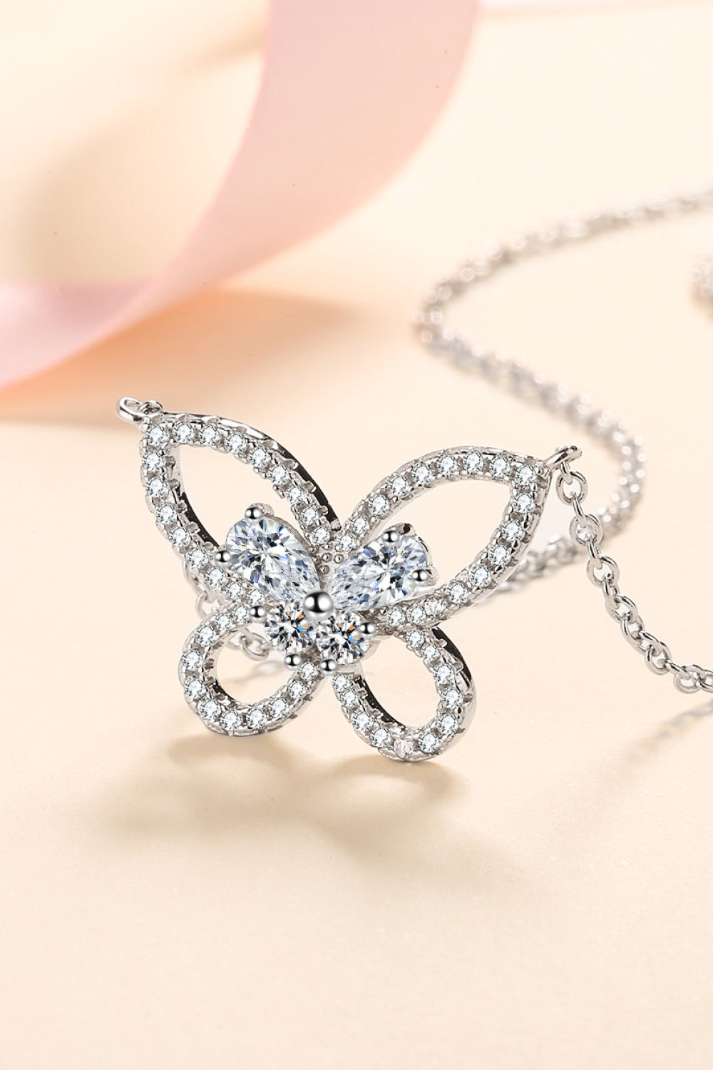 Mademoiselle Moissanite Butterfly Pendant Necklace