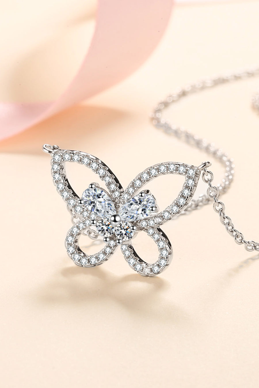 Mademoiselle Moissanite Butterfly Pendant Necklace