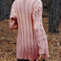 Cable-Knit Button Down Cardigan