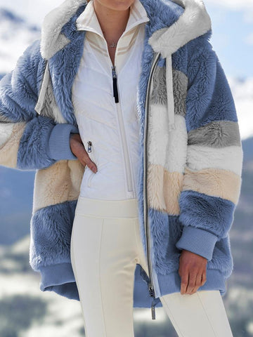 Plush Hugs multi-color hooded coat for women