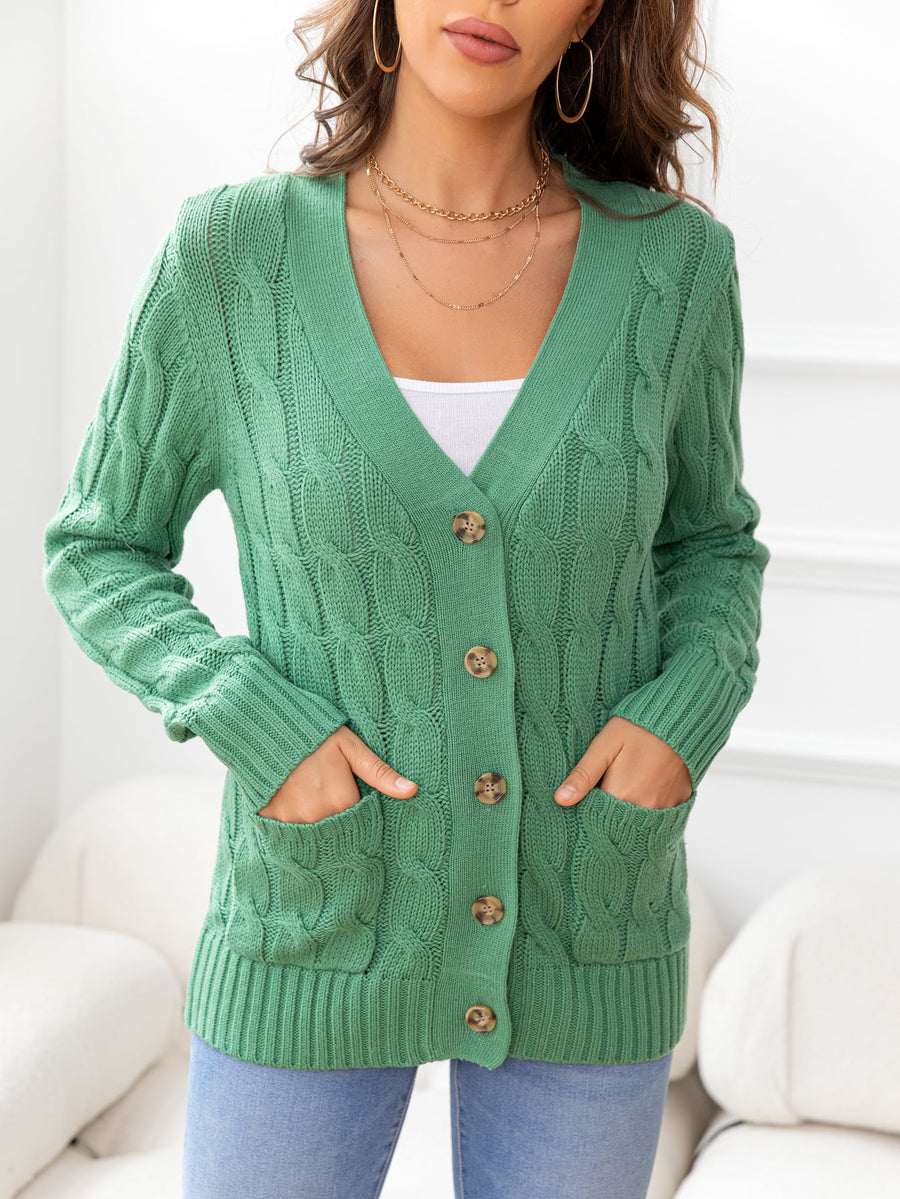 Work to Vacay Button Down Cable-Knit Cardigan