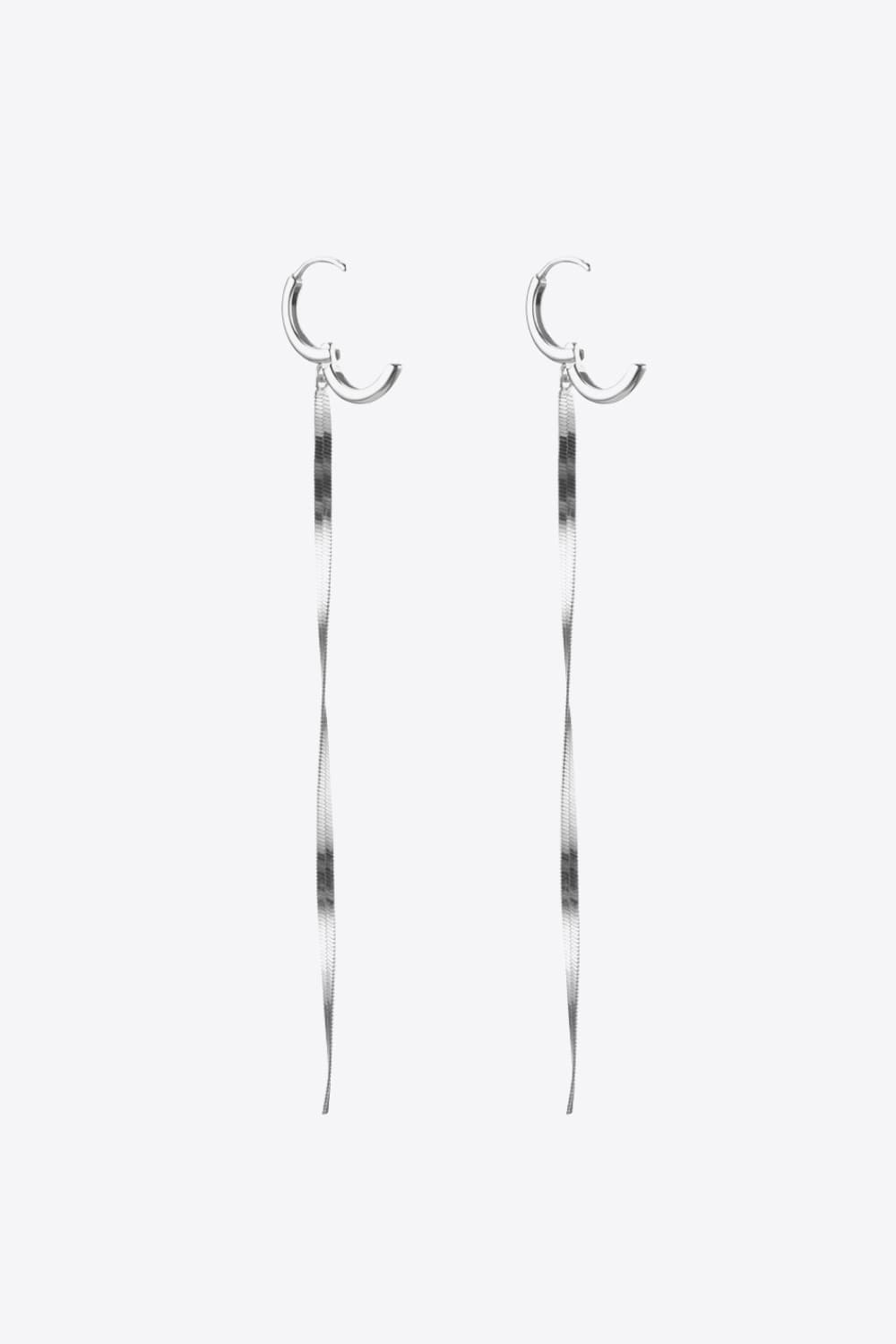 Sylvia Lou 925 Sterling Silver Long Snake Chain Earrings