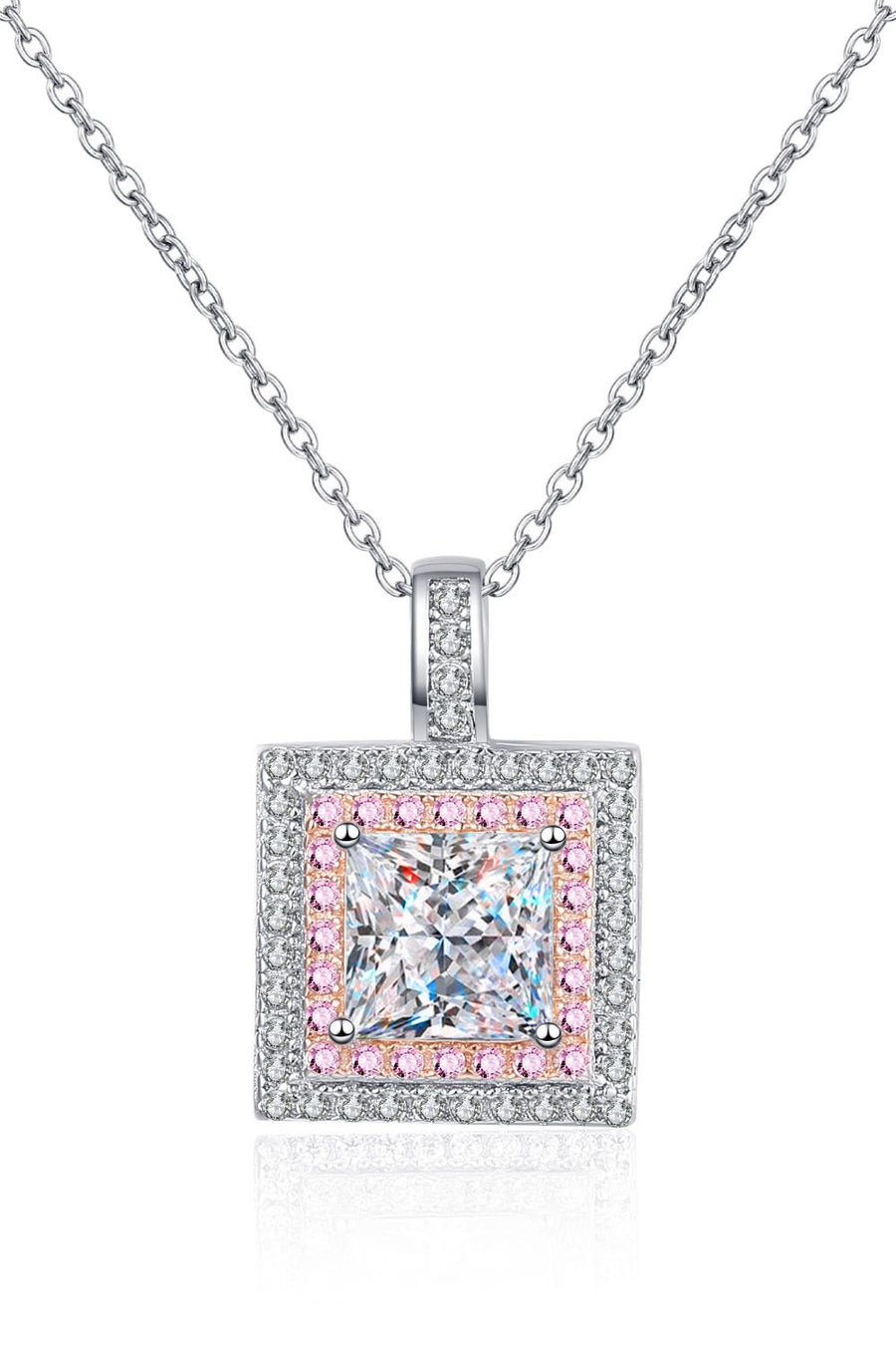 Music Box 1 Carat Moissanite Square Pendant Chain Necklace