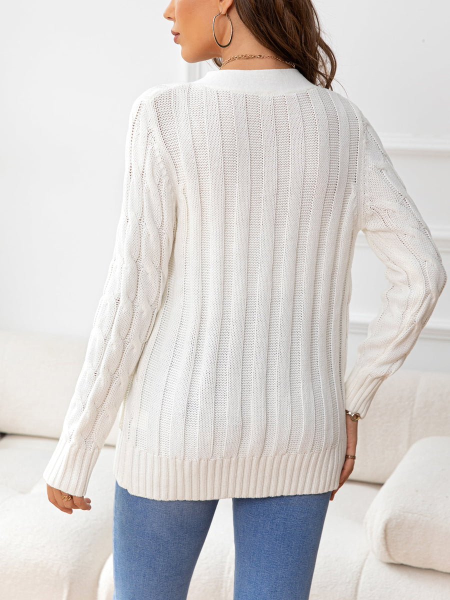 Work to Vacay Button Down Cable-Knit Cardigan