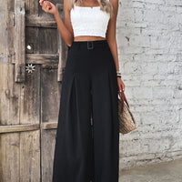 Ruched High Waist Wide Leg Pants