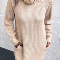 Turtleneck Sweater Dress with Pockets