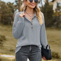 Collared Neck Long Sleeve Blouse