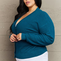 Zenana Kiss Me Tonight Full Size Button Down Cardigan in Teal