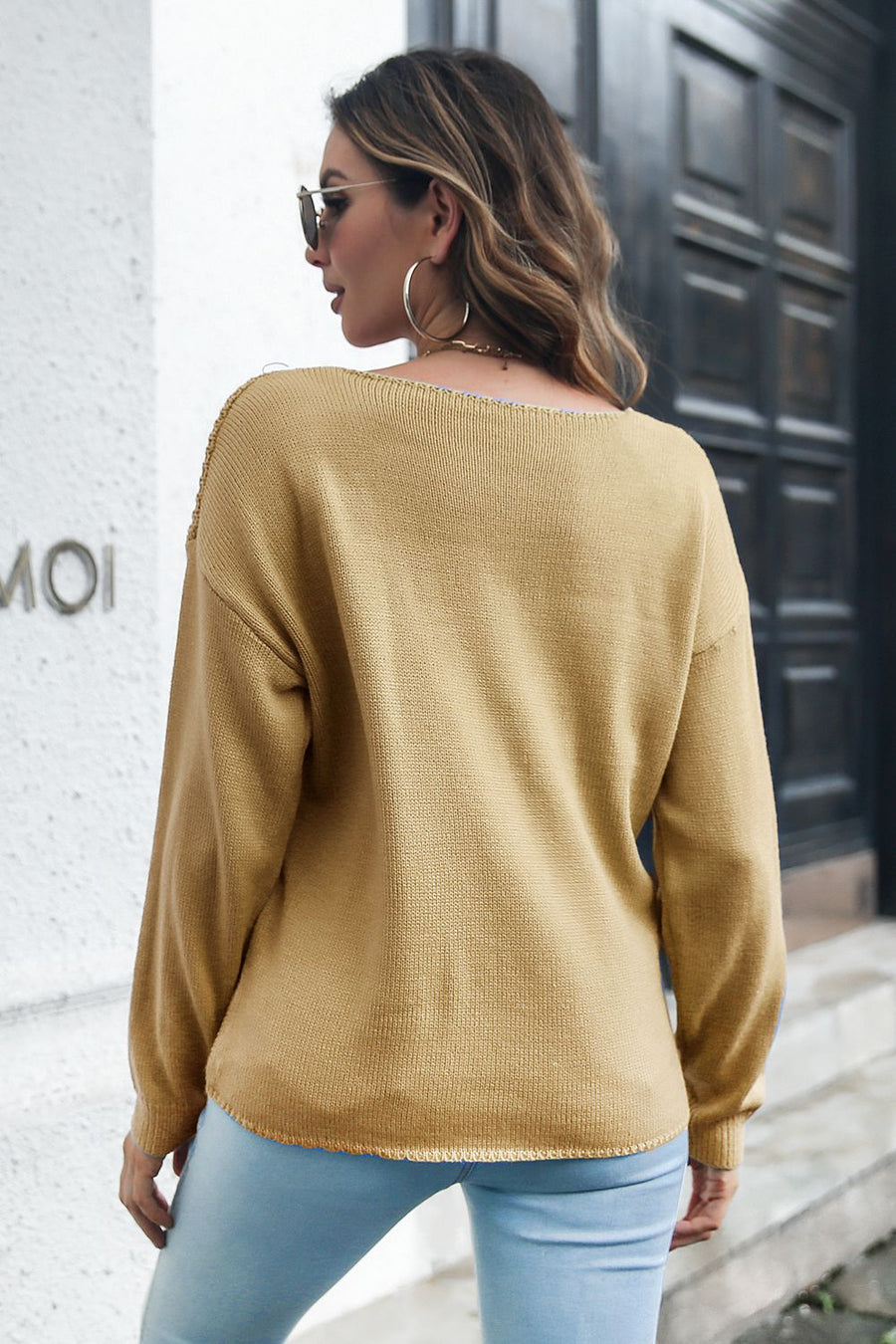 Cable-Knit V-Neck Sweater