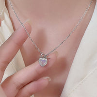 Moonstone Heart Lock Pendant Necklace