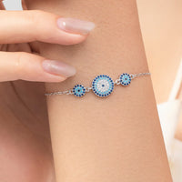 Evelia 925 Sterling Silver Artificial Turquoise Bracelet