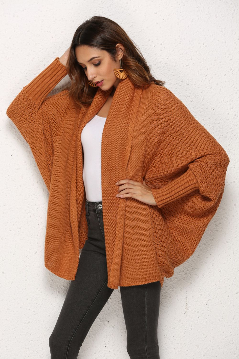 Spread Your Wings And Fly Open Front Dolman Sleeve Longline Cardigan