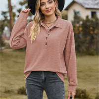 Collared Neck Long Sleeve Blouse