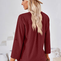 V-Neck Roll-Tap Sleeve Blouse