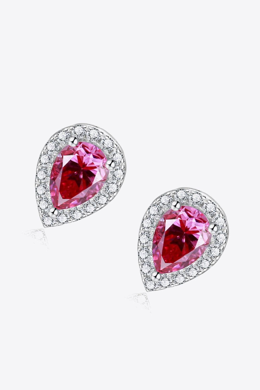 Dorothy 2 Carat Moissanite Teardrop Stud Earrings in Rose