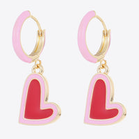 Wholesale 5 Pair Contrast Heart-Shaped Drop Earrings