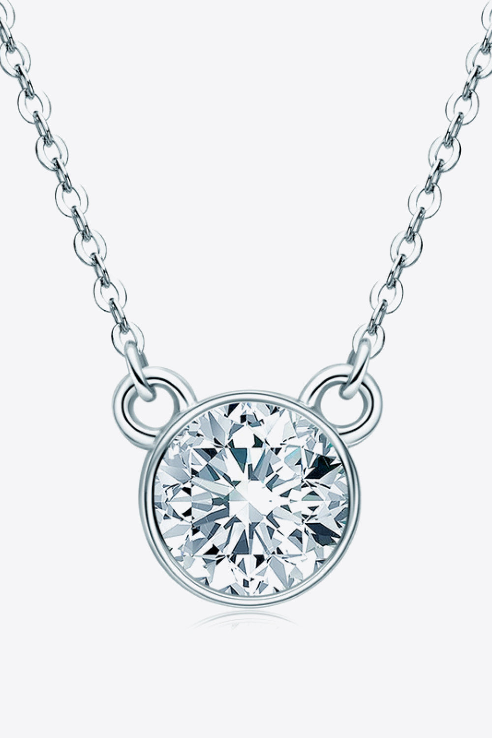 Luna 925 Sterling Silver 1 Carat Moissanite Round Pendant Necklace