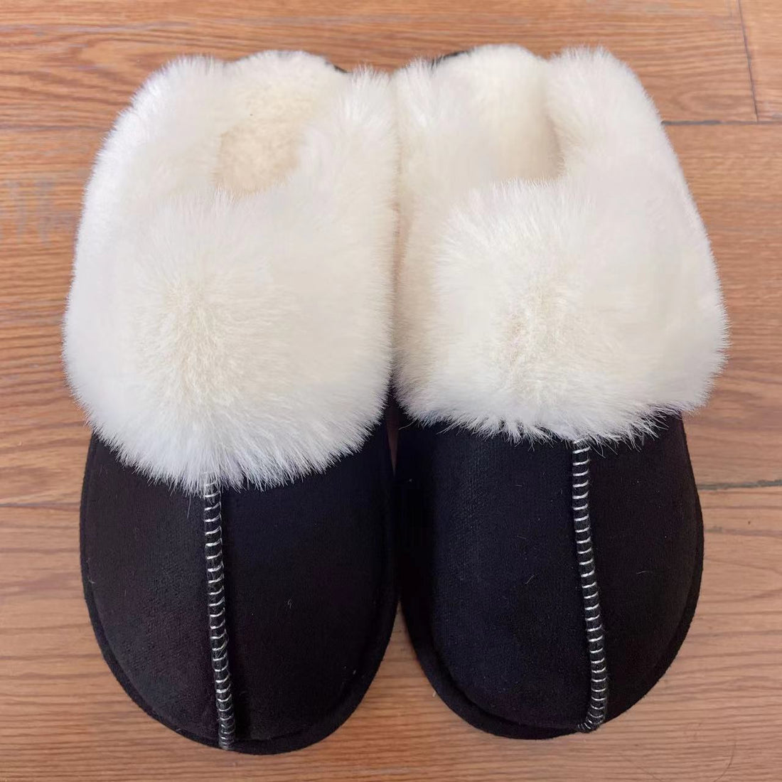 Faux Suede Center Seam Slippers