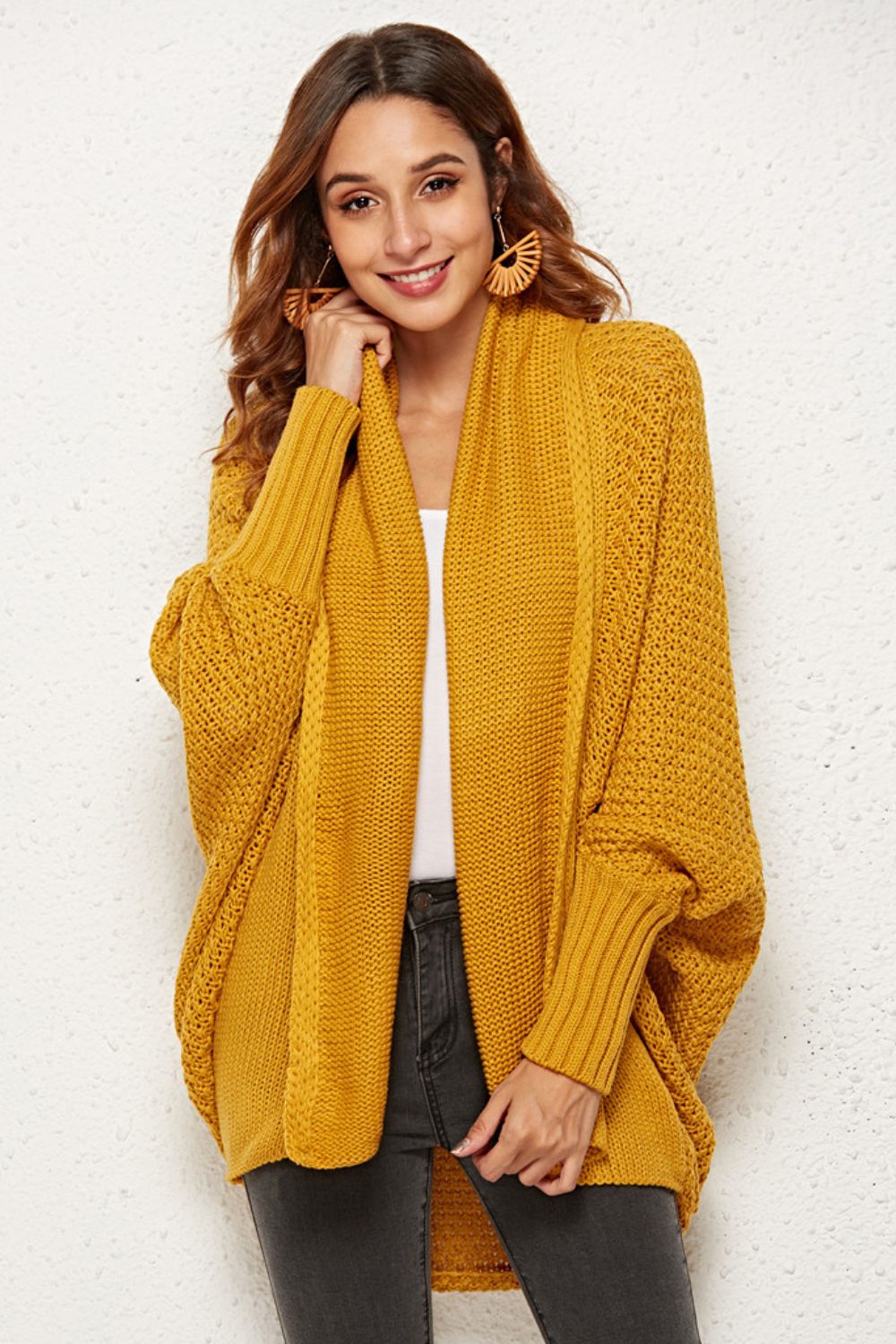 Spread Your Wings And Fly Open Front Dolman Sleeve Longline Cardigan