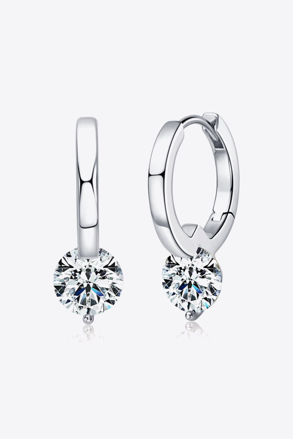 Solitary Bliss 2 Carat Moissanite 925 Sterling Silver Drop Earrings