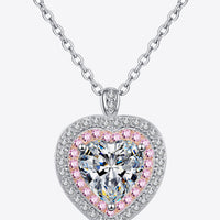 First Crush Blush 925 Sterling Silver 1 Carat Moissanite Heart Pendant Necklace