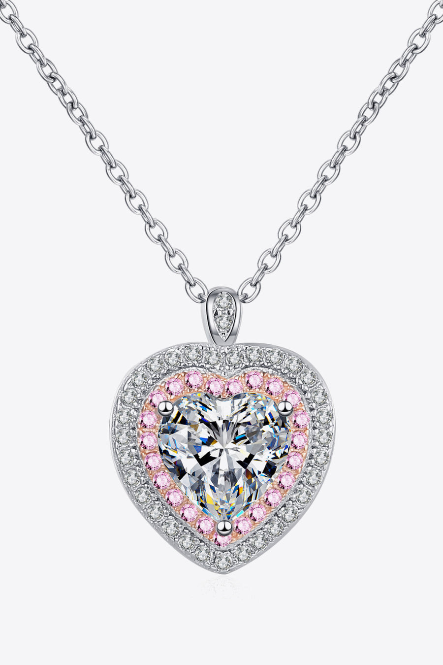 First Crush Blush 925 Sterling Silver 1 Carat Moissanite Heart Pendant Necklace