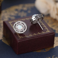 Ophelia 925 Sterling Silver Opal Round Stud Earrings
