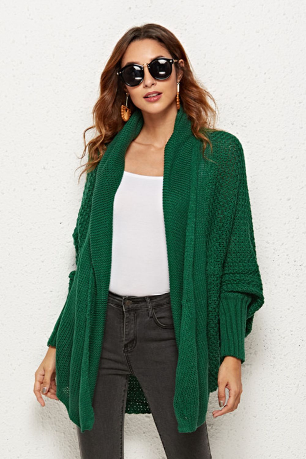 Spread Your Wings And Fly Open Front Dolman Sleeve Longline Cardigan