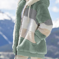 Plush Hugs multi-color hooded coat for women