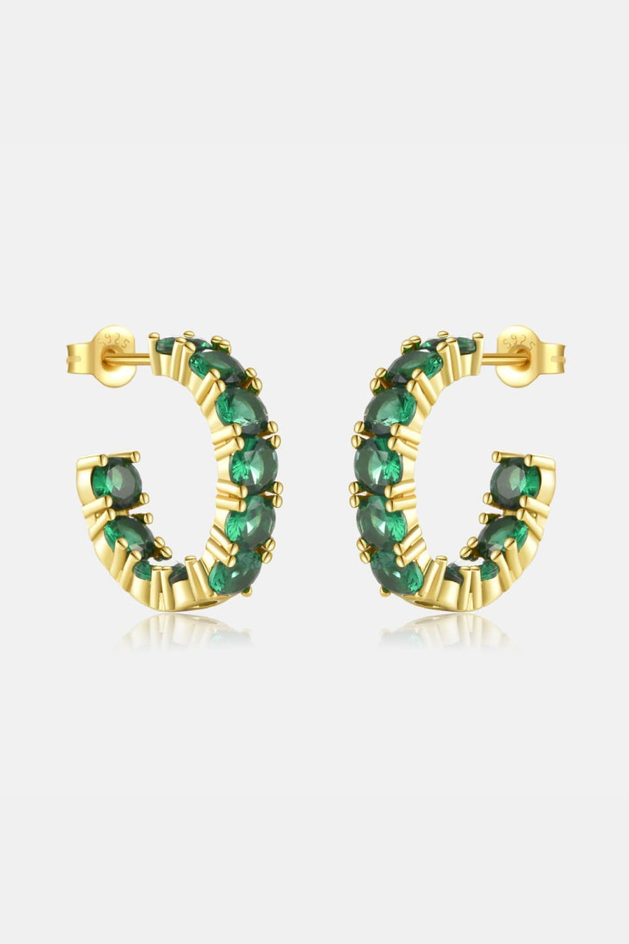 Inlaid Zircon C-Hoop Earrings