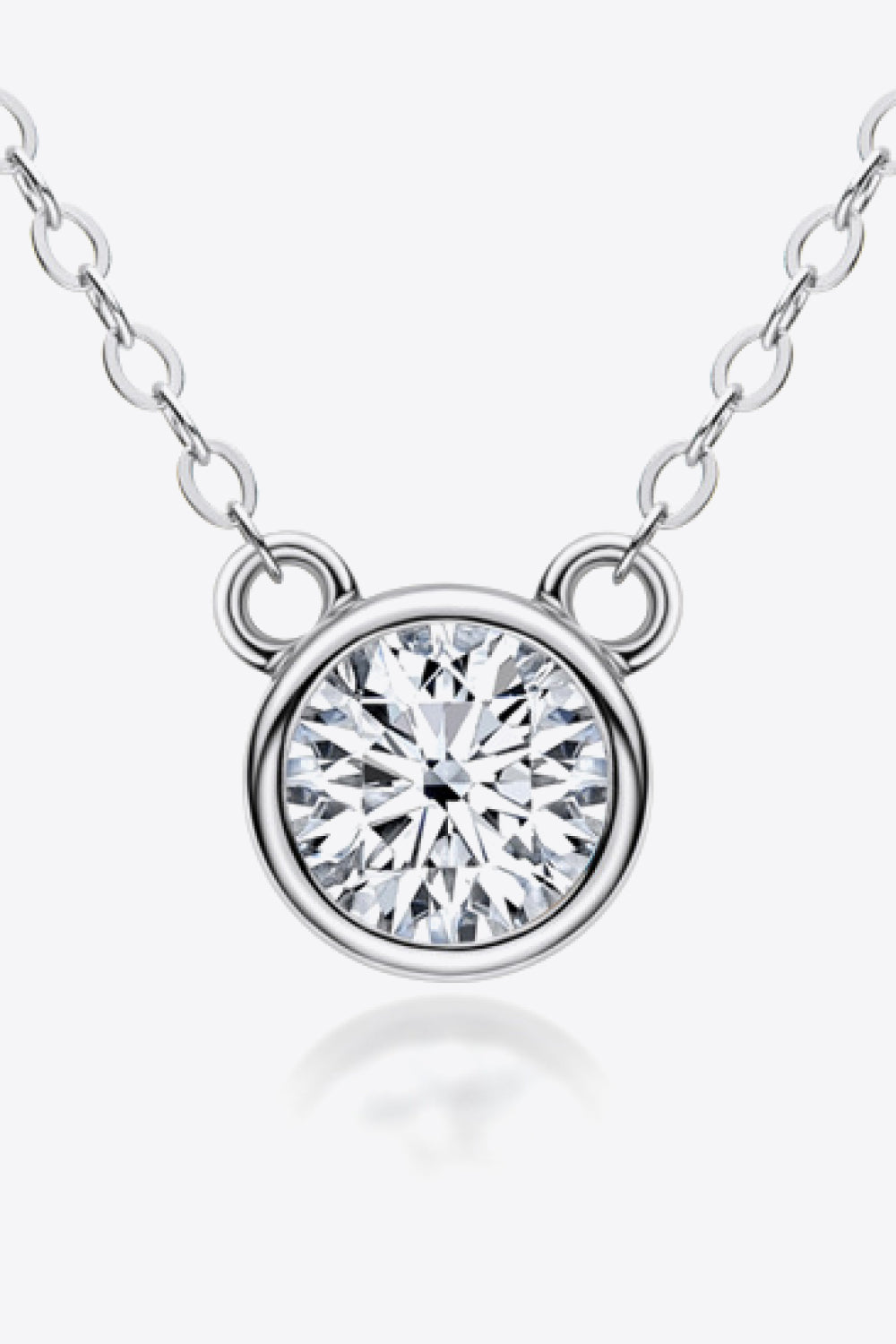 Luna 925 Sterling Silver 1 Carat Moissanite Round Pendant Necklace