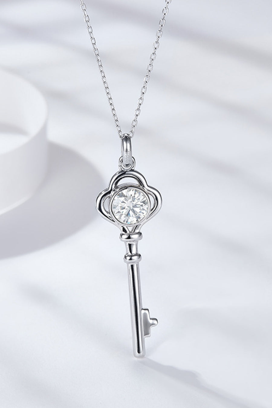 Path to Peace 925 Sterling Silver 1 Carat Moissanite Key Pendant Necklace