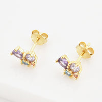 Multicolored Zircon 925 Sterling Silver Stud Earrings