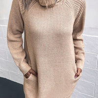 Turtleneck Sweater Dress with Pockets