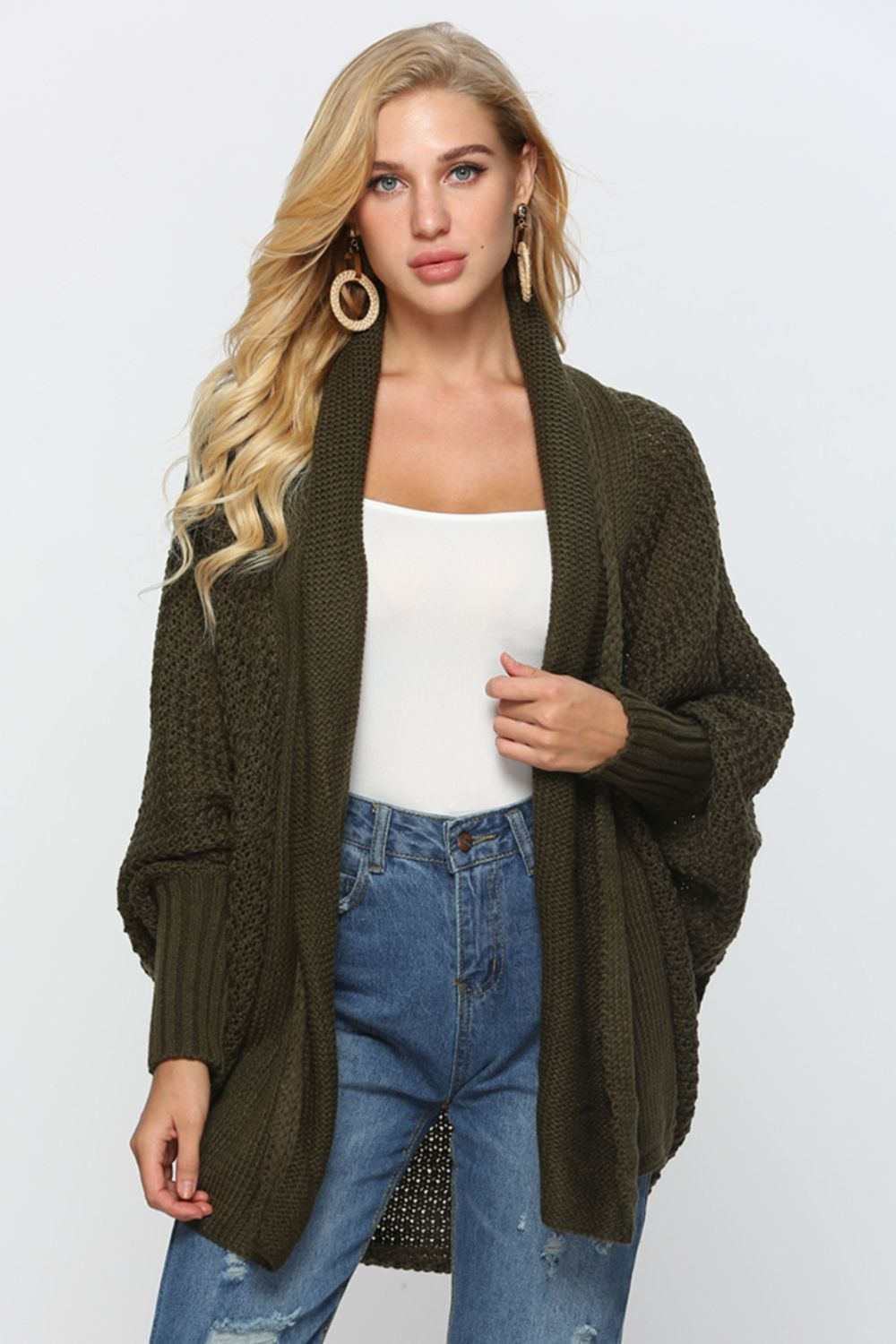 Spread Your Wings And Fly Open Front Dolman Sleeve Longline Cardigan