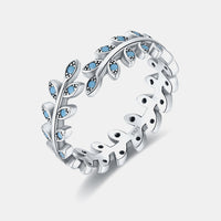 The Poet 925 Sterling Silver Leaf Shape Artificial Turquoise Bypass Ring